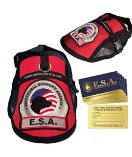 Premium Emotional Support Dog Esa Mesh Vest (14 - 17 Girth, Red) - Includes 5 Federal Law Esa Handout Cards