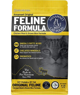 Annamaet Original Feline Formula Dry Cat Food, (Chicken & Brown Rice), 4-lb Bag