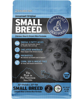 Annamaet Original Small Breed Formula Dry Dog Food, (chicken & Brown Rice), 4-lb Bag