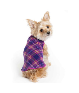 gold Paw Stretch Fleece Dog coat - Soft, Warm Dog clothes, Stretchy Pet Sweater - Machine Washable, Eco Friendly - All Season, Mulberry Plaid, Size 20