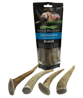 Deluxe Naturals Elk Antler Dog chews Long-Lasting A-grade Premium Elk Antler chews for Dogs from Naturally Shed Elk Antlers collected in The USA, Whole, Small (Pack of 4)