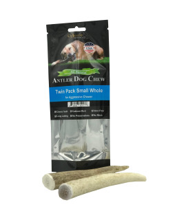 Deluxe Naturals Elk Antler chews for Dogs Naturally Shed USA collected Elk Antlers All Natural A-grade Premium Elk Antler Dog chews Product of USA, Twin Pack Small Whole