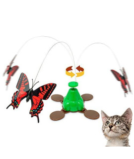 Pet Zone Fly By Spinner Butterfly Cat Toy,Lifelike Flying Movement & Realistic Fluttering Sound (Interactive Cat Toys,Kitten Toys, Cat Toys for Indoor Cats)[Great Alternative to Pop and Play Cat Toy]