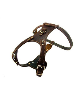 OcSOSO Durable Finest Brown genuine Leather Dog Vest Harness Safety Dog Leather Harness Brass Plated for Medium Or Large Dogs 33.5-35 chest with Dog Leash Hook