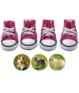 Abcgoodefg Pet Dog Puppy Canvas Sport Shoes Sneaker Boots, Outdoor Nonslip Causal Shoes Rubber Sole Soft Cotton Inner Fabric Shoes For Small Dog (2(133173), Pink)