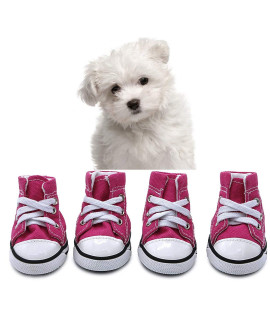 Abcgoodefg Pet Dog Shoes Puppy Canvas Sport Sneaker Boots, Outdoor Nonslip Causal Shoes Rubber Sole Soft Cotton Inner Fabric Shoes For Pet Dog (4(173220), Pink)