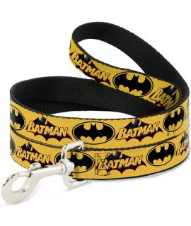 Dog Leash Vintage Batman Logo Bat Signal 3 Yellow 6 Feet Long 1.0 Inch Wide