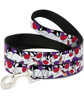 Dog Leash Sylvester The cat Expressions Purple 6 Feet Long 1.0 Inch Wide