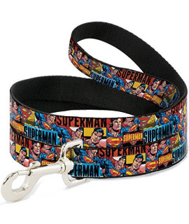 Dog Leash Superman Action Blocks Red Blue 6 Feet Long 1.0 Inch Wide