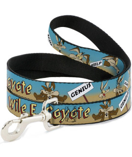 Dog Leash Wile E coyote Expressions Signs Desert 6 Feet Long 1.0 Inch Wide