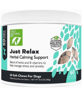 Only Natural Pet Just Relax Herbal Calming Soft Chews, All Natural Holistic Formula Support Treat That Helps Stress And Anxiety Relief For Dogs, 60 Soft Chews, Bacon Flavor
