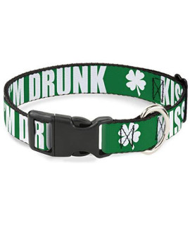 Plastic clip collar - St. Pats KISS ME Im Drunk Shamrock green White - Wide-Large 18-32