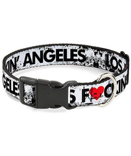 Plastic clip collar - Los F*cKIN Angeles Heart Weathered White Black Red - Wide-Small 13-18