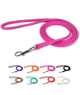 CollarDirect Rolled Leather Dog Leash Rope Soft Padded Training Lead Heavy Duty Leashes for Dogs Small Medium Large Puppy Black Blue Red Orange Green Pink White (Medium, Pink)