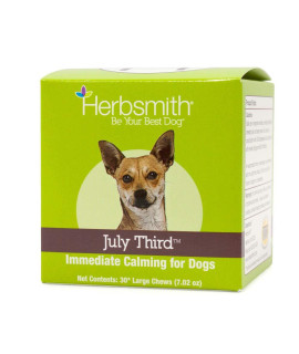 Herbsmith July Third - canine calming chews - calming Herbs for Dogs - Anxiety Supplements for Dogs - 30ct Large chews