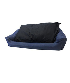ehomegoods Tough Durable Oxford Waterproof Fabric covered 2-Piece Polyester Filling Pillow Pet Bed for Small to Extra Large Dog (54x37 inches Navy)