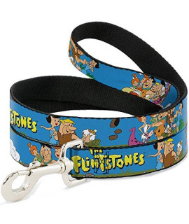 Dog Leash The Flintstones And Rubbles group Pose Logo Blue 6 Feet Long 1.5 Inch Wide