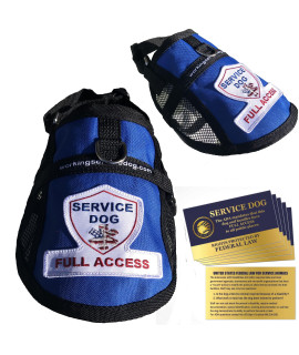 Premium Service Dog Mesh Full Access Vest - (18 - 22 Girth Blue) - Includes Five Service Dog Law Handout Cards