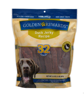 PAcK OF 2 - golden Rewards Duck Jerky Dog Treats 32 oz