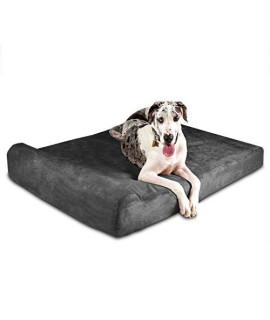 Big Barker Orthopedic Dog Bed wHeadrest - 7A Dog Bed for Large Dogs wWashable Microsuede cover - Elevated Dog Bed Made in The USA w 10-Year Warranty (Headrest, giant, gray)
