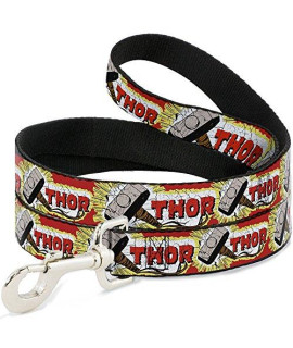 Dog Leash Thor Hammer Red Yellow White 6 Feet Long 1.5 Inch Wide