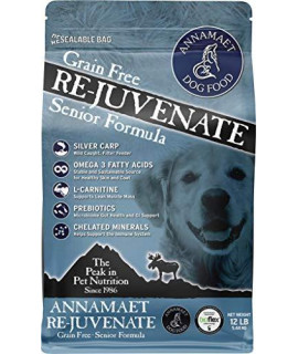 Annamaet Grain-Free Re-Juvenate Senior Formula Dry Dog Food, (Fresh Silver Carp & Turkey), 12-lb Bag