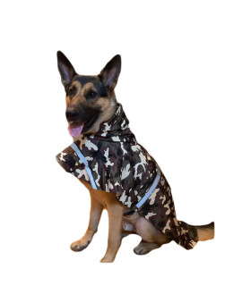 NACOCO Large Dog Raincoat Adjustable Pet Water Proof Clothes Lightweight Rain Jacket Poncho Hoodies with Strip Reflective (XXL, Camo)