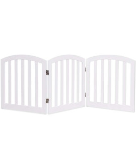 Giantex 24 Dog Gate With Arched Top For Doorway And Stairs Configurable Free Standing Wooden Gate With Foldable Panels And Sturdy Metal Hinges Pet Dog Safety Fence (72 W White)