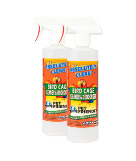 Absolutely Clean Amazing Bird Cage Cleaner and Deodorizer - Just Spray/Wipe - Safely & Easily Removes Bird Messes Quickly and Easily - Made in The US (16 Fl Oz (Pack of 2))