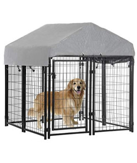 Dog Crate Kennel Large Heavy Duty Indoor Outdoor Pet Crate Cage ,4' x 4' x 4.3'