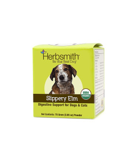 Herbsmith Organic Slippery Elm - Digestive Aid for Dogs and Cats - Constipation and Diarrhea Relief for Dogs and Cats - Megaesophagus Dog Aid- 75g