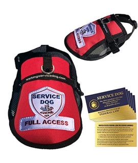 Premium Service Dog Mesh Full Access Vest - (37 - 42 Girth Red) - Includes Five Service Dog Law Handout Cards