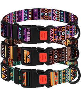 CollarDirect Tribal Dog Collar Aztec Pattern Adjustable Nylon Pet Collars for Small Medium Large Dogs Puppy (Pattern 1, Neck Fit 14-18)