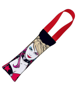 Dog Tug Toy Harley Quinn Face Diamond Icon Close Up Black Red
