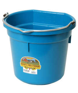 Plastic Animal Feed Bucket (Teal) - Little Giant - Flat Back Plastic Feed Bucket with Metal Handle (20 Quarts / 5 Gallons) (Item No. P20FBTEAL6)