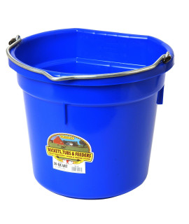 Plastic Animal Feed Bucket (Blue) - Little Giant - Flat Back Plastic Feed Bucket with Metal Handle (20 Quarts / 5 Gallons) (Item No. P20FBBLUE6)