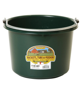 Little giant Plastic Animal Feed Bucket (green) Round Plastic Feed Bucket with Metal Handle (8 Quarts 2 gallons) (Item No P8gREEN6)