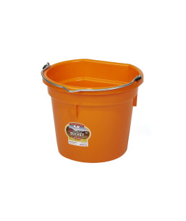 Plastic Animal Feed Bucket (Orange) - Little Giant - Flat Back Plastic Feed Bucket with Metal Handle (20 Quarts / 5 Gallons) (Item No. P20FBORANGE6)