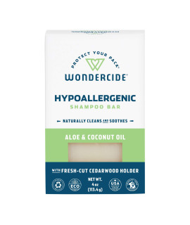 Wondercide - Pet Shampoo Bar for Dogs and cats - gentle, Plant-Based, Easy-to-Use with Natural Essential Oils, Shea Butter, and coconut Oil - Biodegradable - Aloe Vera - 4 oz Bar