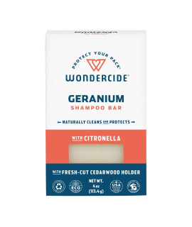 Wondercide - Pet Shampoo Bar for Dogs and cats - gentle, Plant-Based, Easy-to-Use with Natural Essential Oils, Shea Butter, and coconut Oil - Biodegradable - geranium - 4 oz Bar