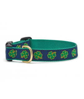 Up Country Navy Shamrock Pattern Dog Collar, Large (15 To 21 inches) 1 Inch Wide Width