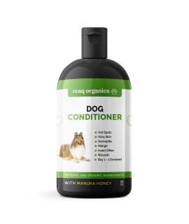 Hypoallergenic Dog coat conditioner- Detangles & Softens Fur, calms Itching & Dryness, Organic Aloe Vera & Manuka Honey Soothes The Skin, Reduces Dandruff, Shedding, Scratching and More