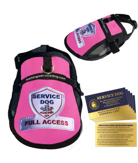 Premium Service Dog Mesh Vest - (18 - 22 Girth Raspberry) - Includes Five Service Dog Law Handout Cards