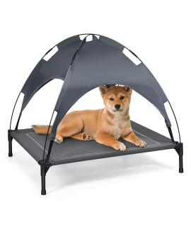 Giantex Elevated Dog Bed With Removable Canopy Portable Raised Pet Cot Cooling Dog Bed For Camping Beach Lawn Keep Dogs Cats Cool In Summer Breathable Fabric Steel Frame Easy Assembly