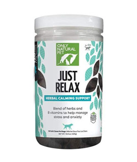 Only Natural Pet Just Relax Herbal Calming Soft Chews, All Natural Holistic Formula Support Treat That Helps Stress and Anxiety Relief for Dogs, 120 Soft Chews, Bacon Flavor