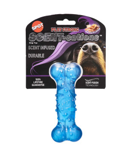 SPOT Play Strong Scent-sations Bacon Flavor Bone 6| Dog Toys for Aggressive Chewers |Bone| Chew Toys for Aggressive Dogs | Interactive Dog Toy | Dog Chew Toys for Aggressive Chewers, Blue