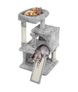 Yaheetech Cat Tree Cat Tower 36-Inch Kitten Stand House Condo With Double Condos Large Plush Perch & Scratching Board Kitty Furniture Play Center For Indoor Cats Activity