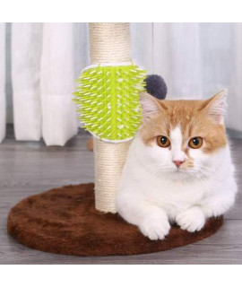 All For Paws 2 in 1 corner shelf pet grooming brush back scratcher Self Massage Tool for Long & Short Fur Kitten Cats Dogs with Massage Particles, Removes Loose Hair & Tangles,Skin Friendly