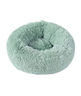 Dog Bed Cat Beds Donut Soft Plush Round Pet Bed Small Medium Size Calming Bed Self Warming Winter Indoor Snooze Sleeping Kitten Bed Puppy Kennel Green-M
