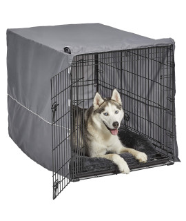 New World Double Door Dog Crate Kit | Dog Crate Kit Includes One Two-Door Dog Crate, Matching Gray Dog Bed & Gray Dog Crate Cover, 42-Inch Kit Ideal for Large Dog Breeds
